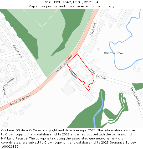 609, LEIGH ROAD, LEIGH, WN7 1UA: Location map and indicative extent of plot