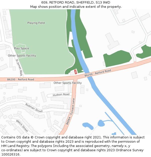 609, RETFORD ROAD, SHEFFIELD, S13 9WD: Location map and indicative extent of plot