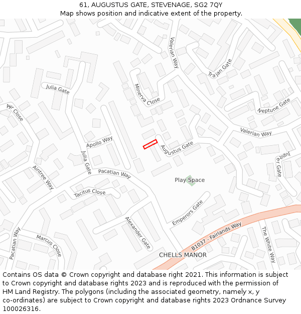 61, AUGUSTUS GATE, STEVENAGE, SG2 7QY: Location map and indicative extent of plot