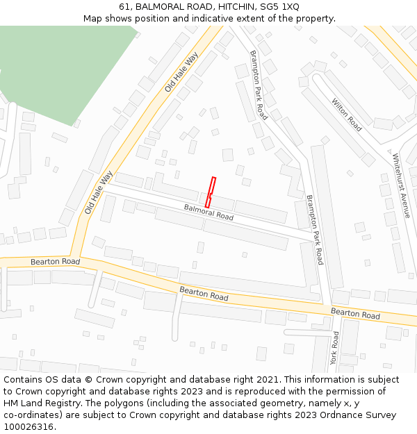 61, BALMORAL ROAD, HITCHIN, SG5 1XQ: Location map and indicative extent of plot