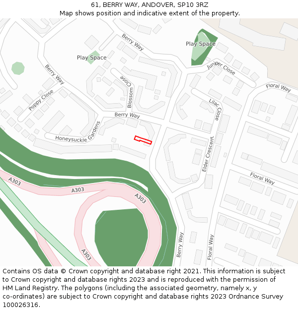 61, BERRY WAY, ANDOVER, SP10 3RZ: Location map and indicative extent of plot