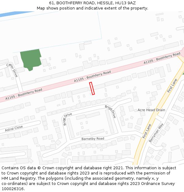 61, BOOTHFERRY ROAD, HESSLE, HU13 9AZ: Location map and indicative extent of plot