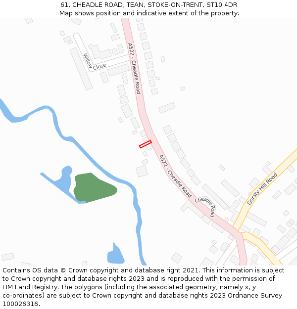 61, CHEADLE ROAD, TEAN, STOKE-ON-TRENT, ST10 4DR: Location map and indicative extent of plot
