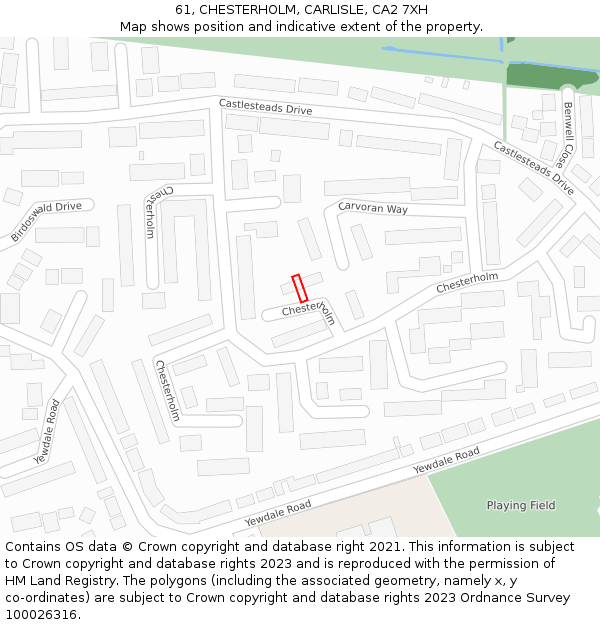 61, CHESTERHOLM, CARLISLE, CA2 7XH: Location map and indicative extent of plot