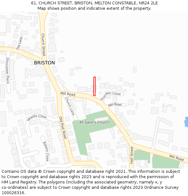 61, CHURCH STREET, BRISTON, MELTON CONSTABLE, NR24 2LE: Location map and indicative extent of plot
