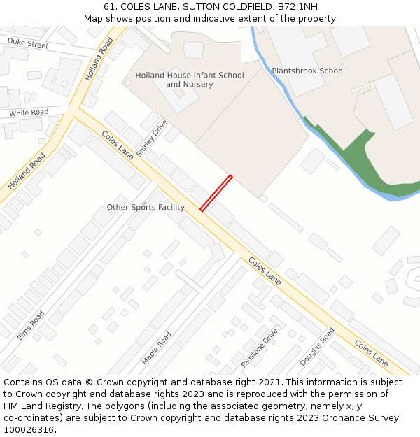 61, COLES LANE, SUTTON COLDFIELD, B72 1NH: Location map and indicative extent of plot