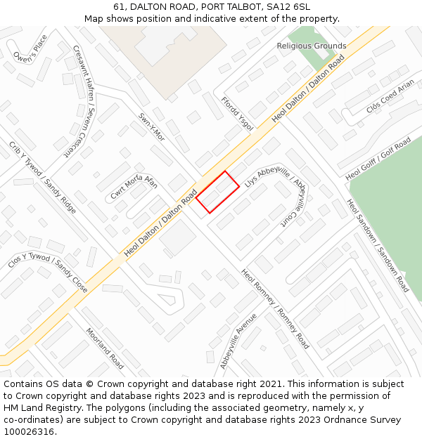 61, DALTON ROAD, PORT TALBOT, SA12 6SL: Location map and indicative extent of plot
