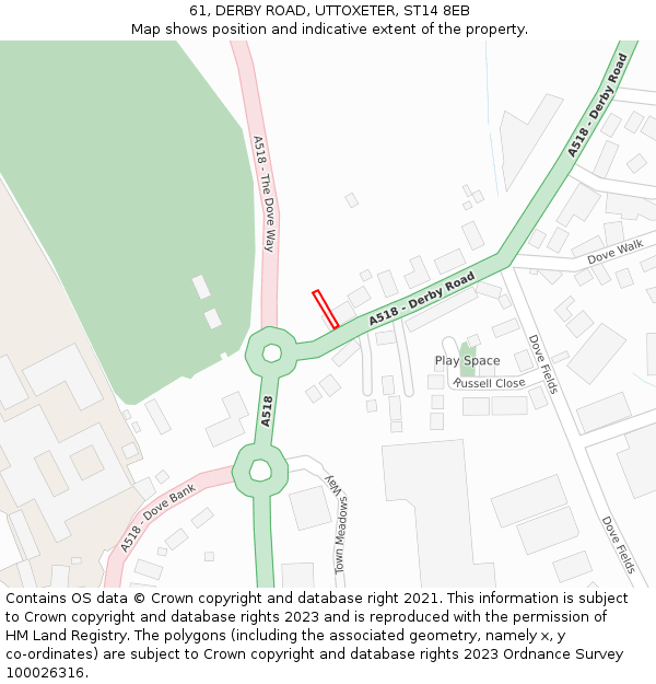 61, DERBY ROAD, UTTOXETER, ST14 8EB: Location map and indicative extent of plot