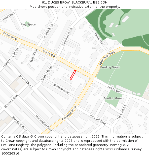 61, DUKES BROW, BLACKBURN, BB2 6DH: Location map and indicative extent of plot