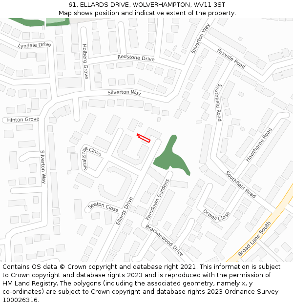61, ELLARDS DRIVE, WOLVERHAMPTON, WV11 3ST: Location map and indicative extent of plot