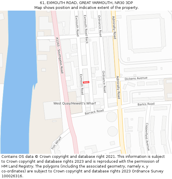 61, EXMOUTH ROAD, GREAT YARMOUTH, NR30 3DP: Location map and indicative extent of plot