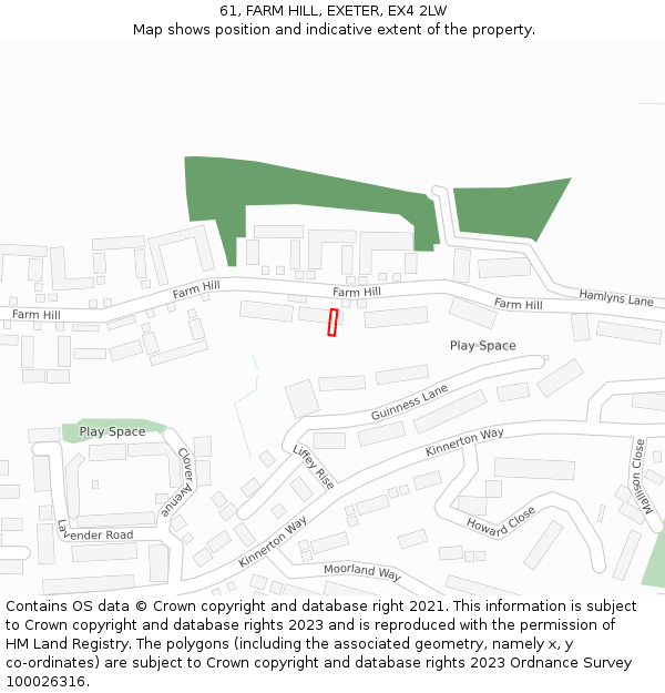 61, FARM HILL, EXETER, EX4 2LW: Location map and indicative extent of plot