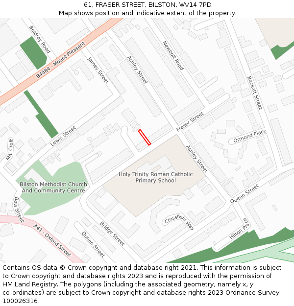 61, FRASER STREET, BILSTON, WV14 7PD: Location map and indicative extent of plot
