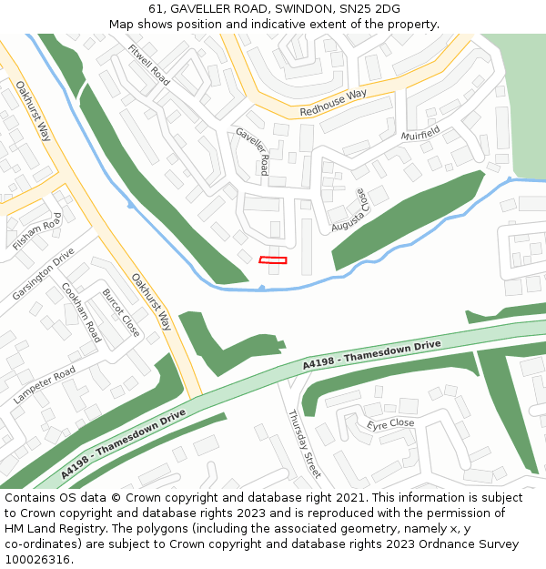 61, GAVELLER ROAD, SWINDON, SN25 2DG: Location map and indicative extent of plot