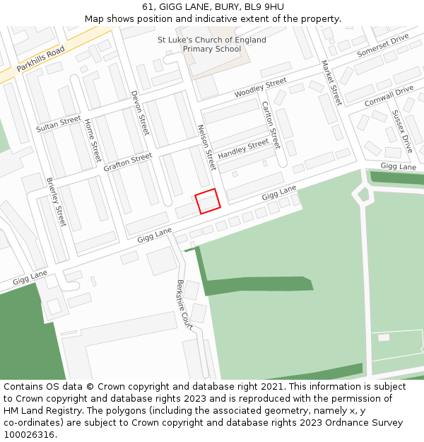 61, GIGG LANE, BURY, BL9 9HU: Location map and indicative extent of plot