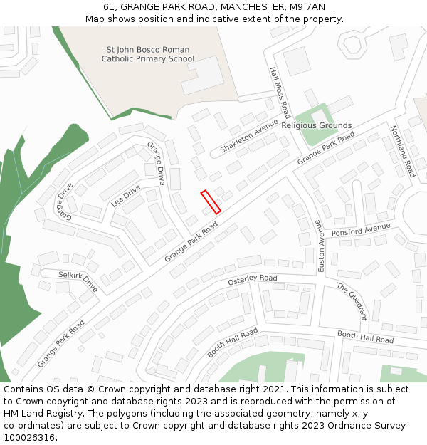 61, GRANGE PARK ROAD, MANCHESTER, M9 7AN: Location map and indicative extent of plot