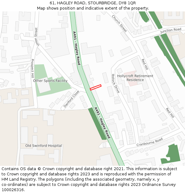 61, HAGLEY ROAD, STOURBRIDGE, DY8 1QR: Location map and indicative extent of plot