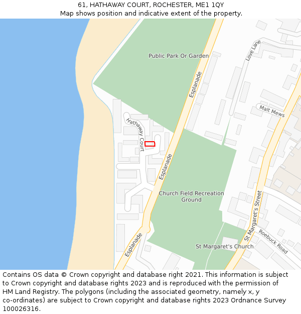 61, HATHAWAY COURT, ROCHESTER, ME1 1QY: Location map and indicative extent of plot