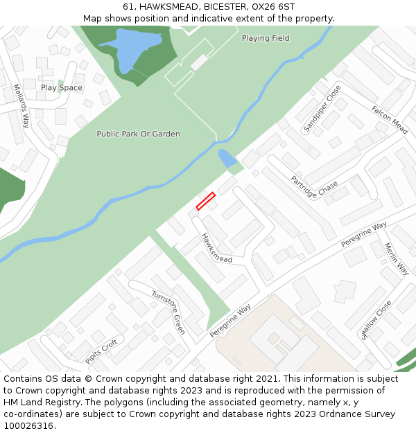 61, HAWKSMEAD, BICESTER, OX26 6ST: Location map and indicative extent of plot