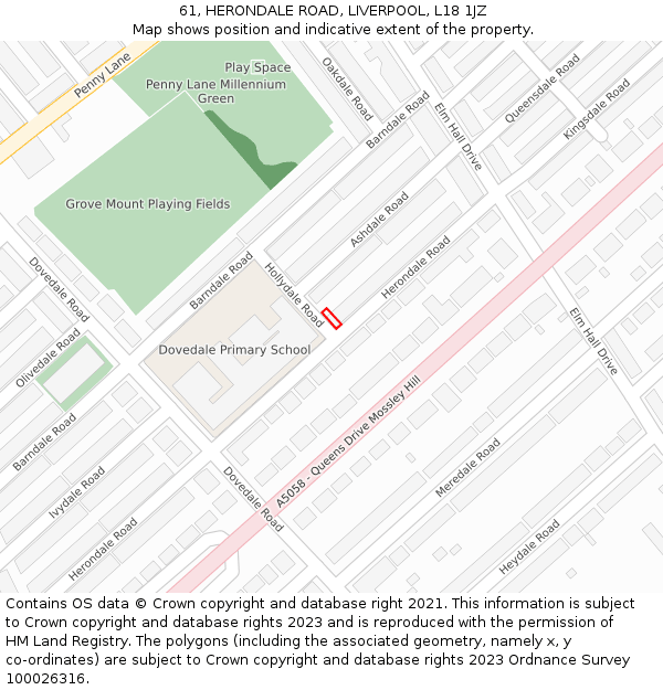 61, HERONDALE ROAD, LIVERPOOL, L18 1JZ: Location map and indicative extent of plot