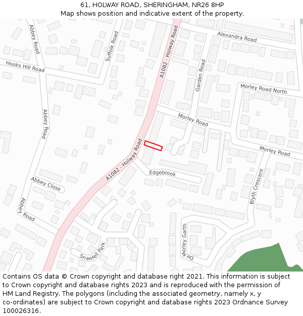 61, HOLWAY ROAD, SHERINGHAM, NR26 8HP: Location map and indicative extent of plot