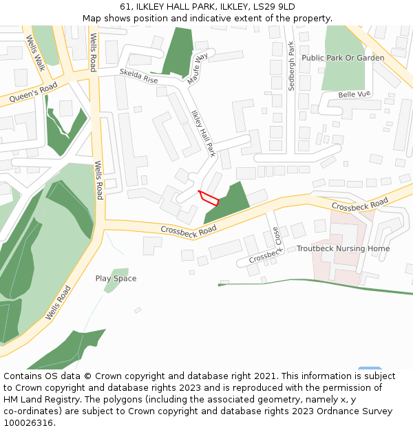 61, ILKLEY HALL PARK, ILKLEY, LS29 9LD: Location map and indicative extent of plot
