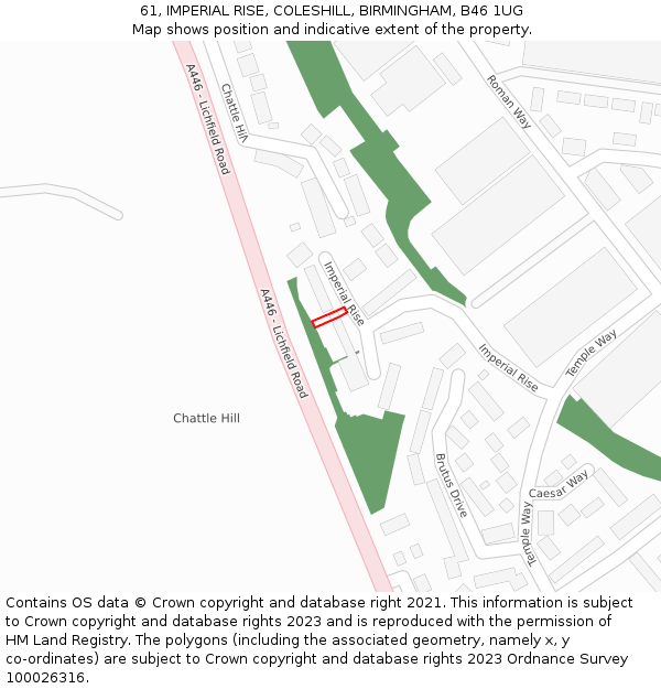 61, IMPERIAL RISE, COLESHILL, BIRMINGHAM, B46 1UG: Location map and indicative extent of plot