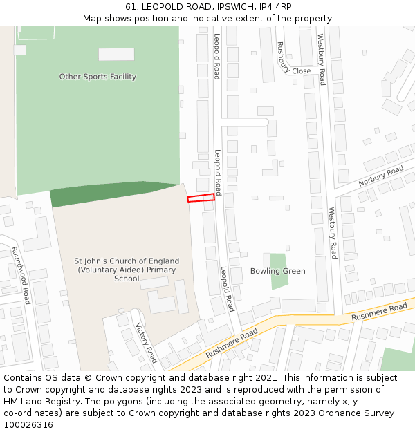 61, LEOPOLD ROAD, IPSWICH, IP4 4RP: Location map and indicative extent of plot