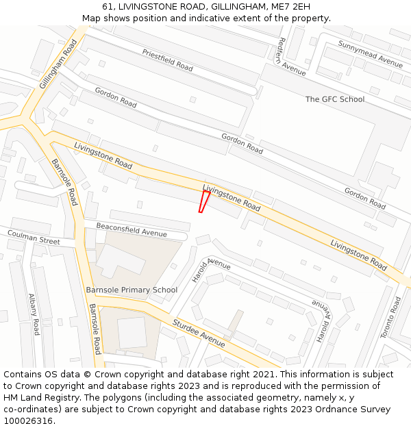 61, LIVINGSTONE ROAD, GILLINGHAM, ME7 2EH: Location map and indicative extent of plot