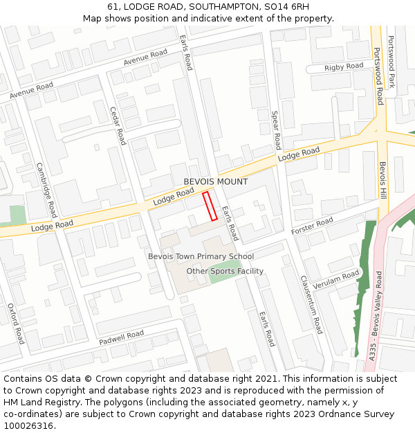 61, LODGE ROAD, SOUTHAMPTON, SO14 6RH: Location map and indicative extent of plot