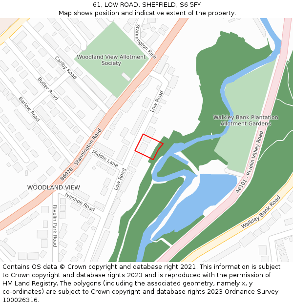 61, LOW ROAD, SHEFFIELD, S6 5FY: Location map and indicative extent of plot