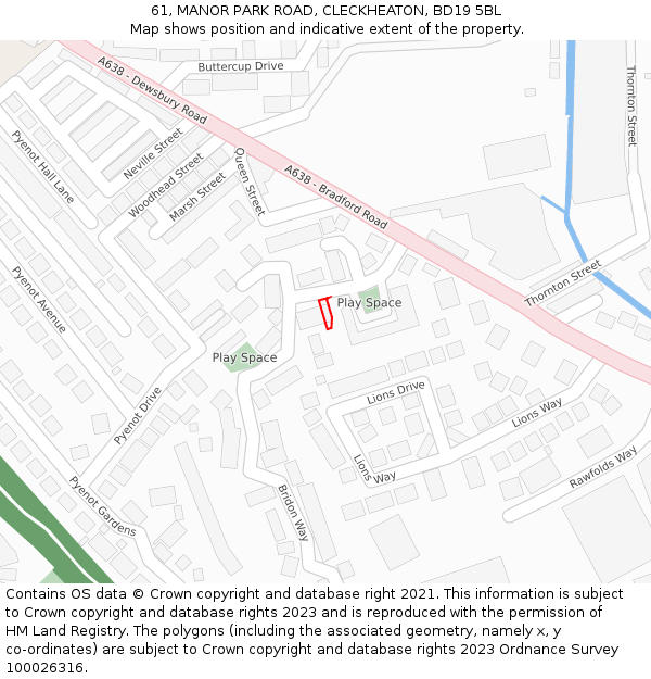 61, MANOR PARK ROAD, CLECKHEATON, BD19 5BL: Location map and indicative extent of plot