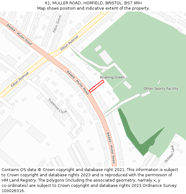 61, MULLER ROAD, HORFIELD, BRISTOL, BS7 9RH: Location map and indicative extent of plot