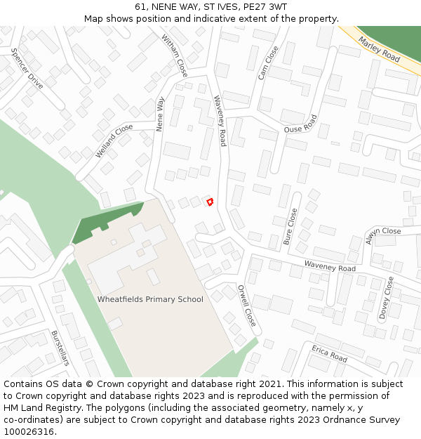 61, NENE WAY, ST IVES, PE27 3WT: Location map and indicative extent of plot