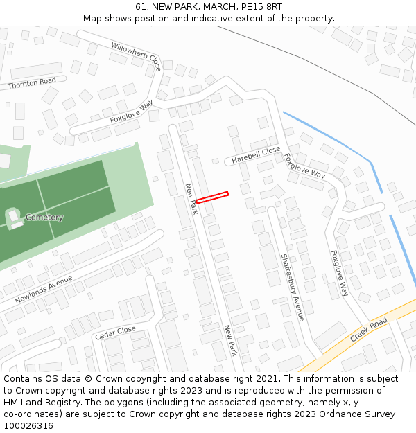 61, NEW PARK, MARCH, PE15 8RT: Location map and indicative extent of plot