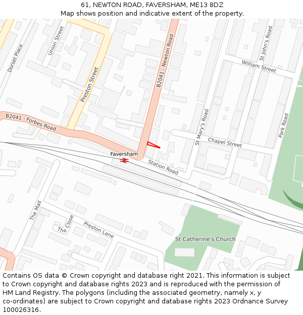 61, NEWTON ROAD, FAVERSHAM, ME13 8DZ: Location map and indicative extent of plot