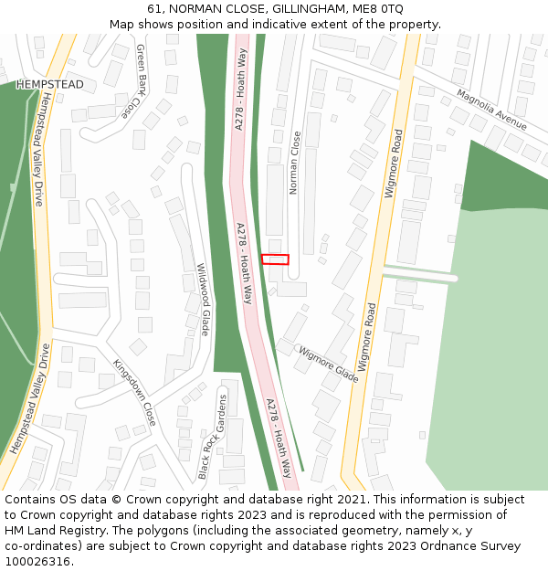 61, NORMAN CLOSE, GILLINGHAM, ME8 0TQ: Location map and indicative extent of plot