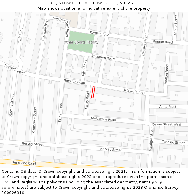 61, NORWICH ROAD, LOWESTOFT, NR32 2BJ: Location map and indicative extent of plot