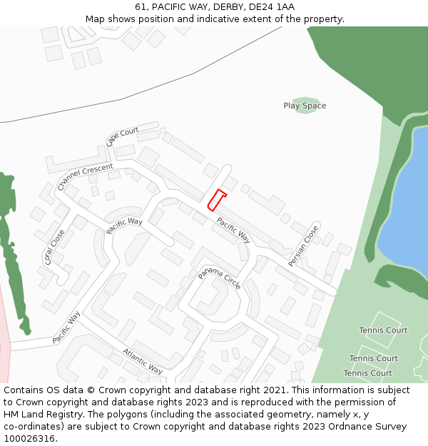 61, PACIFIC WAY, DERBY, DE24 1AA: Location map and indicative extent of plot