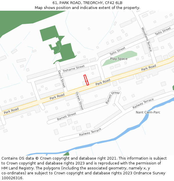 61, PARK ROAD, TREORCHY, CF42 6LB: Location map and indicative extent of plot