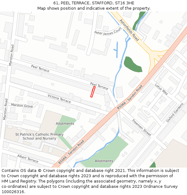 61, PEEL TERRACE, STAFFORD, ST16 3HE: Location map and indicative extent of plot