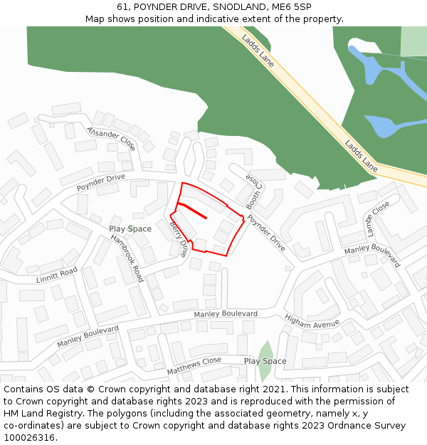61, POYNDER DRIVE, SNODLAND, ME6 5SP: Location map and indicative extent of plot