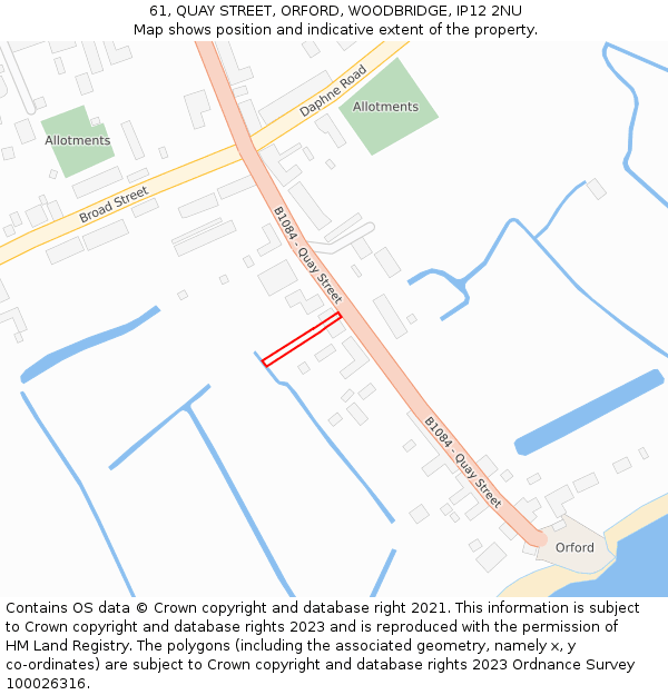 61, QUAY STREET, ORFORD, WOODBRIDGE, IP12 2NU: Location map and indicative extent of plot