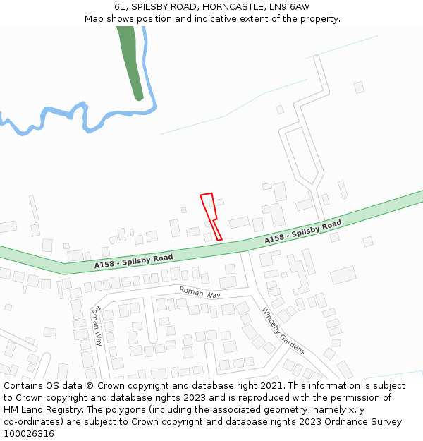 61, SPILSBY ROAD, HORNCASTLE, LN9 6AW: Location map and indicative extent of plot