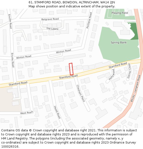 61, STAMFORD ROAD, BOWDON, ALTRINCHAM, WA14 2JN: Location map and indicative extent of plot
