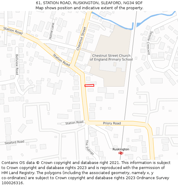 61, STATION ROAD, RUSKINGTON, SLEAFORD, NG34 9DF: Location map and indicative extent of plot
