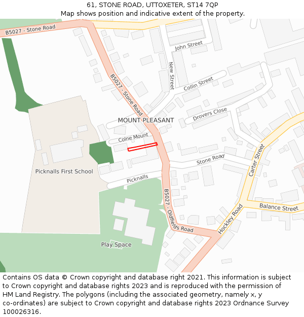 61, STONE ROAD, UTTOXETER, ST14 7QP: Location map and indicative extent of plot
