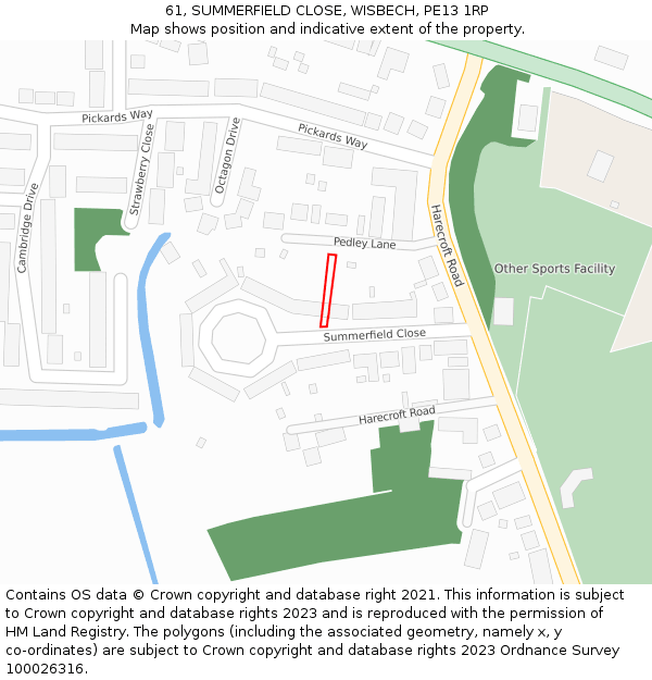 61, SUMMERFIELD CLOSE, WISBECH, PE13 1RP: Location map and indicative extent of plot