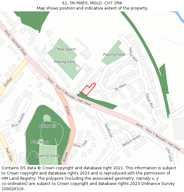 61, TAI MAES, MOLD, CH7 1RW: Location map and indicative extent of plot