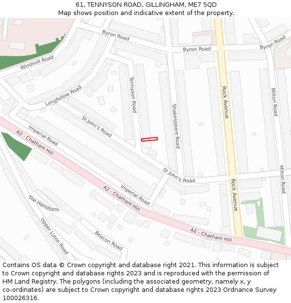 61, TENNYSON ROAD, GILLINGHAM, ME7 5QD: Location map and indicative extent of plot